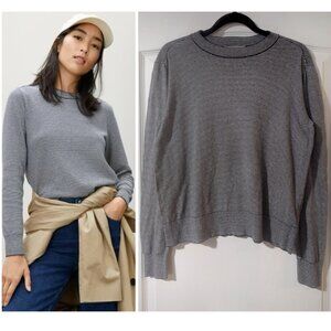 Everlane Gray Striped Crew Neck Sweater